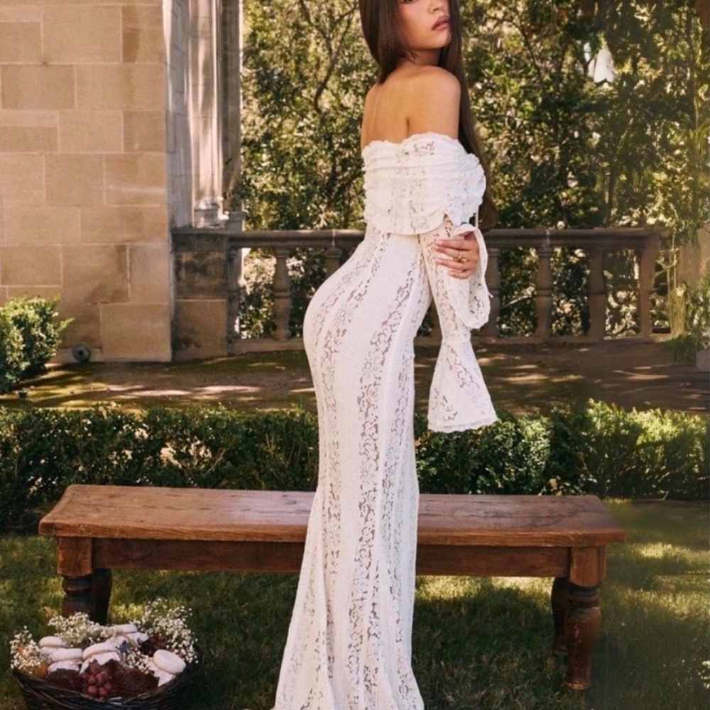 SOLD - Lace Detail Off-Shoulder Mermaid Gown